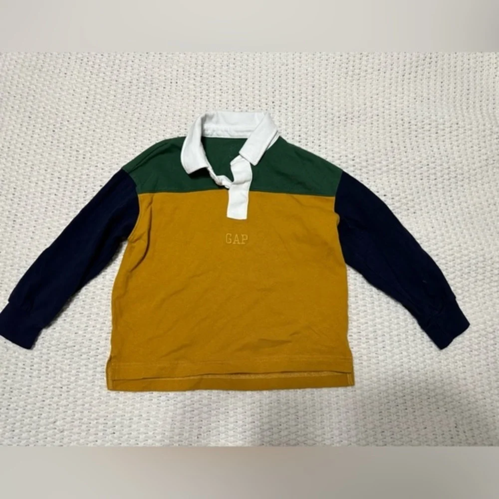 Gap Kids Logo Rugby Polo Shirt, Yellow Multicolor Size‎ XSmall (4-5)